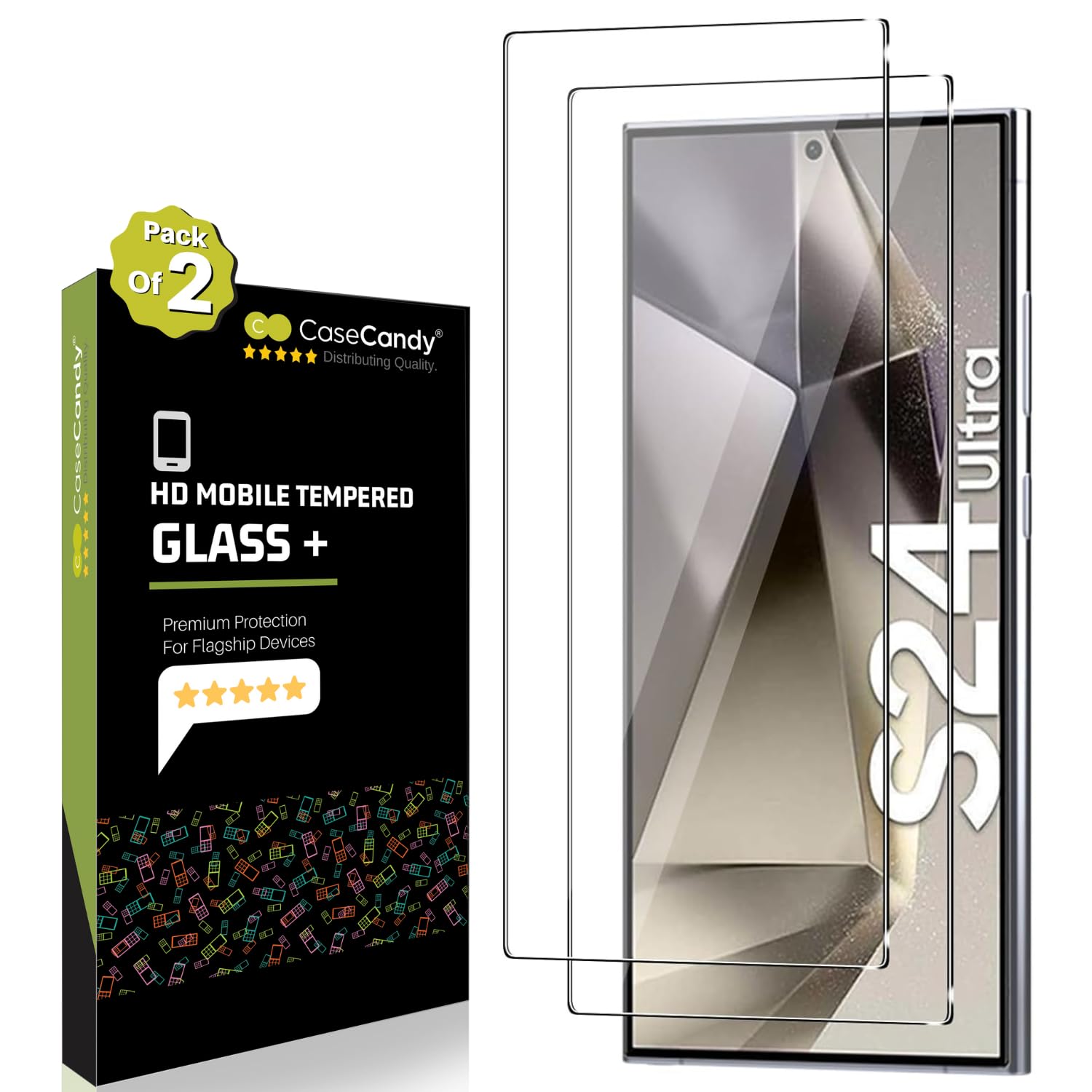 Casecandy (2 Pack Designed For Sam S24 Ultra Tempered Glass Screen Protector, Anti Scratch, Bubble Free Fingerprint Working (B0CSSXS6KX) Amazon Price History, Amazon Price Tracker
