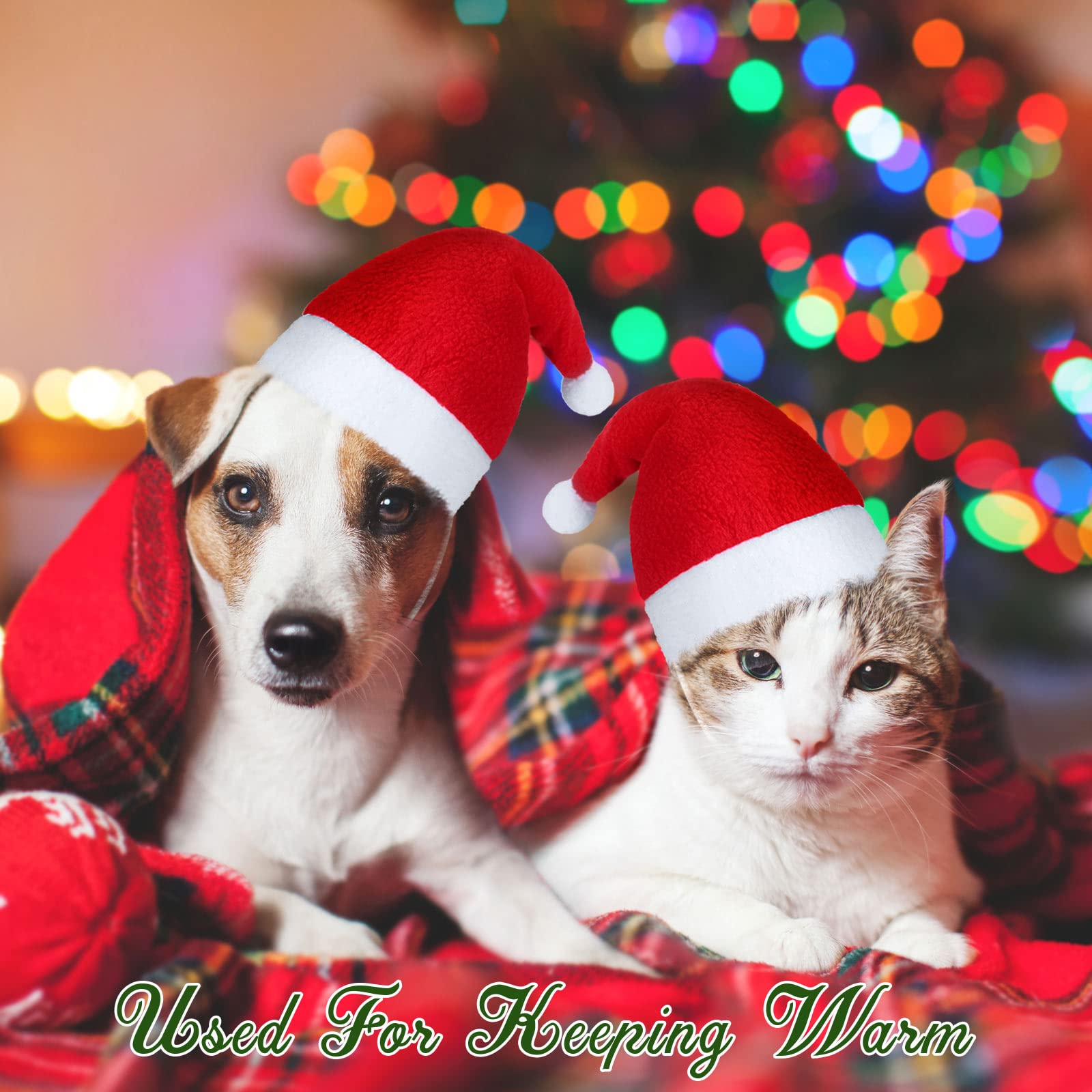 Svee 8 Pieces Christmas Santa Hats for Small Dogs Cats with Adjustable Chin Strap Xmas Costumes Supplies 3D Christmas Dogs Hats for Pet Puppy Kitten Winter Party Dress up Props Gifts(Simple Pattern) - Image 4