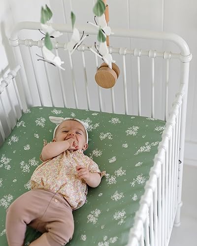 Miniatura 3 de Sábanas de cuna neutrales Sábanas ajustables para cuna de bebé para niña y niño Paquete de 2 colchones estándar y niños pequeños (jardín de