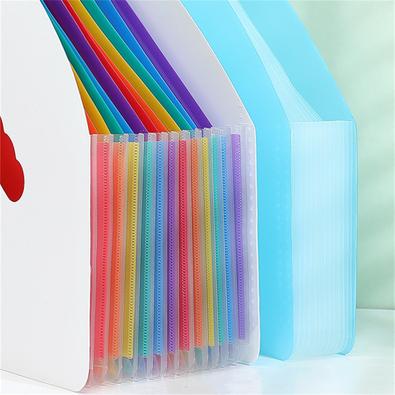 Carpeta Clasificadora Archivador de pie organizador de carpetas multicapa organizador de almacenamiento de escritorio bolsa de datos retráctil con Clip(White)
