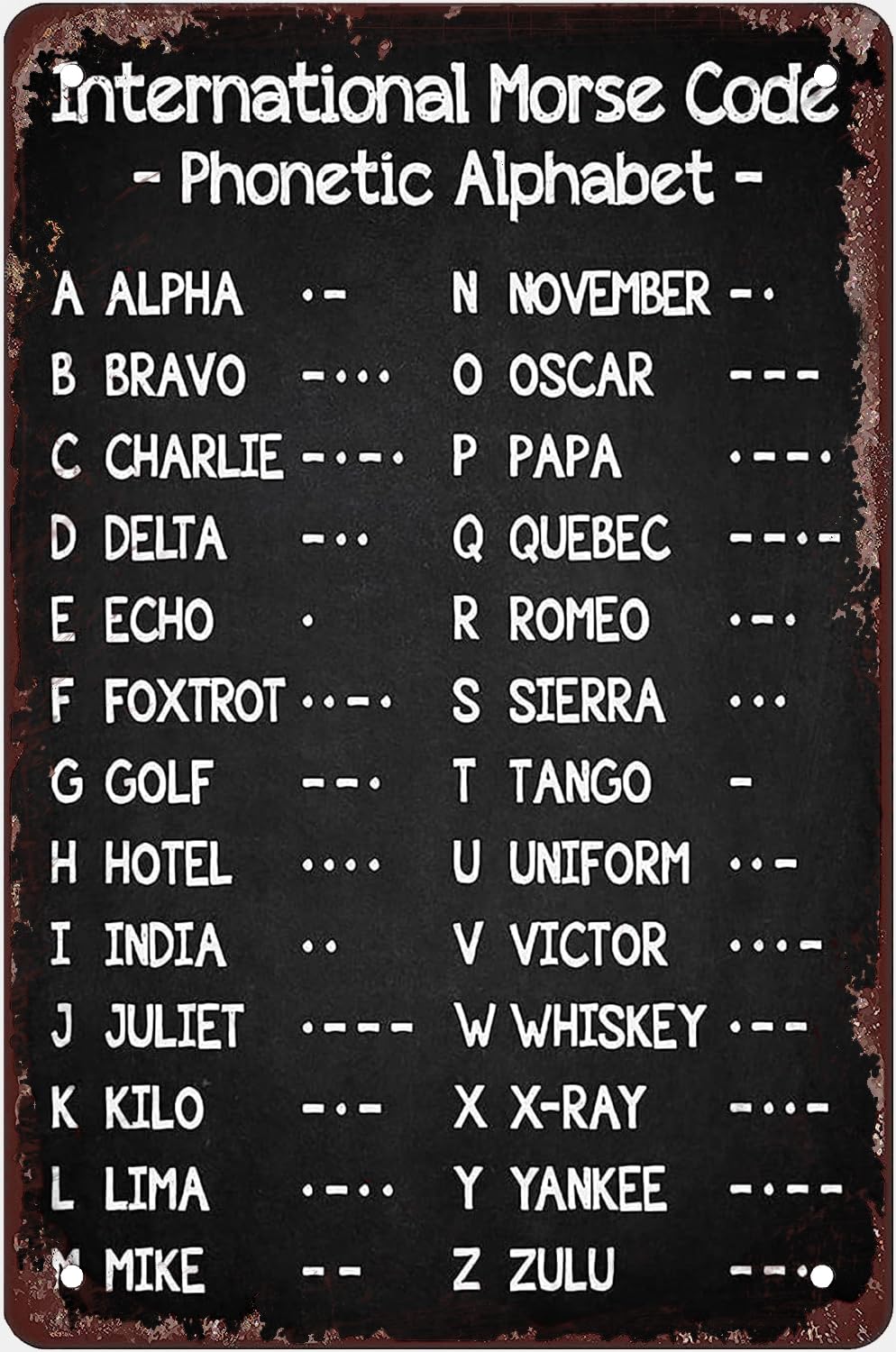Pibonto Women's Wall Art Metal Signs International Morse Code Retro Tin Poster Home Decor Plaque Phonetic Alphabet Room Wall Decor Gift For Men 8X5.5 Inch