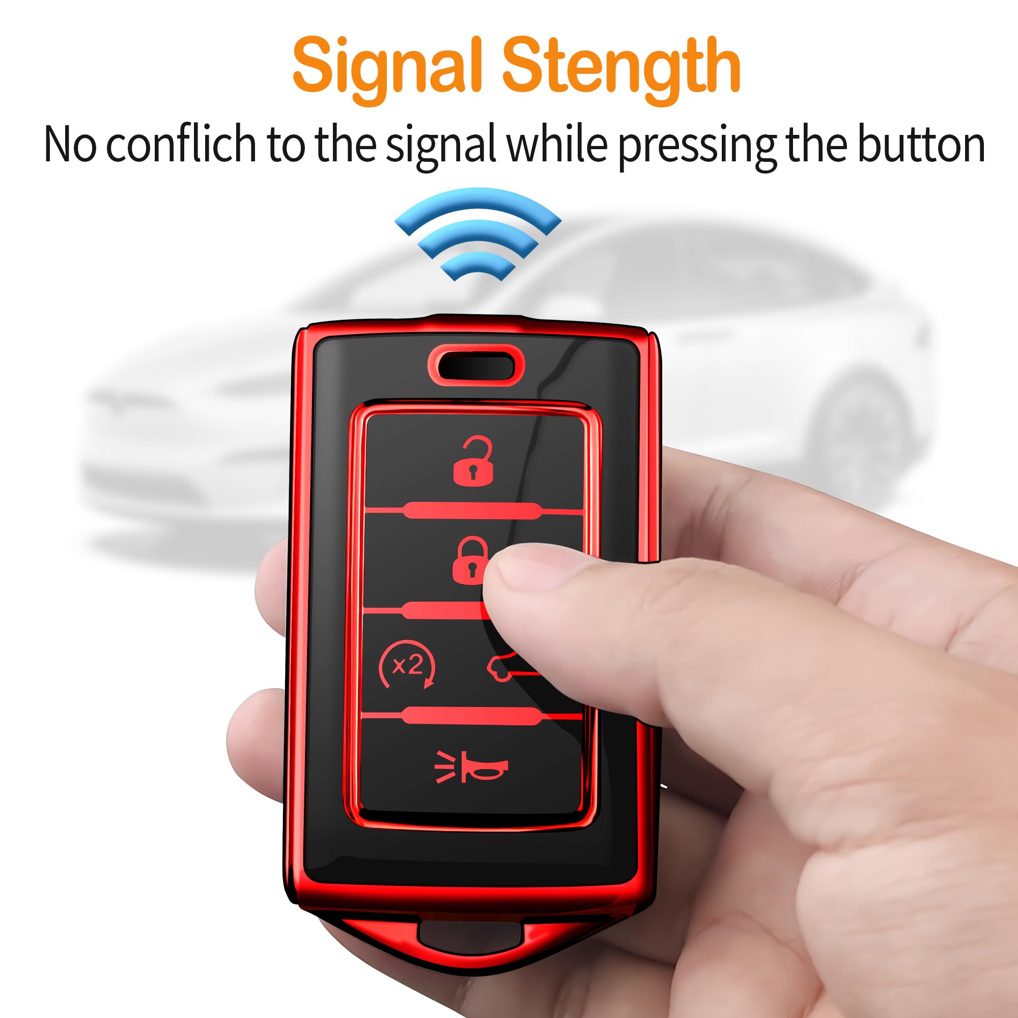 WSAuto Key Fob Cover With Metal Keychain - Compatible With Jeep Grand Cherokee L, Gladiator, Wagoneer (Soft TPU, White)