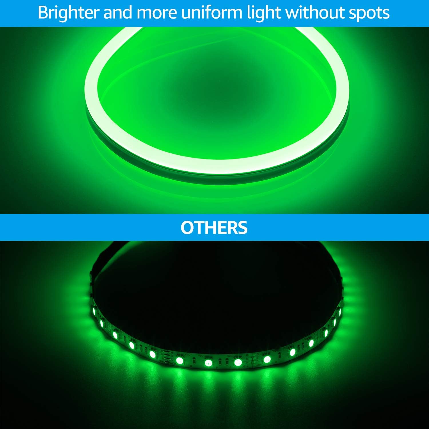 TORCHSTAR Premium 50ft LED Neon Rope Light, Graduation Decorations, Outdoor IP67 Waterproof, 120V UL Plug, ETL Connectable Neon Light Strip for Shop Sign, Max 2 Sets(100FT), Green Light