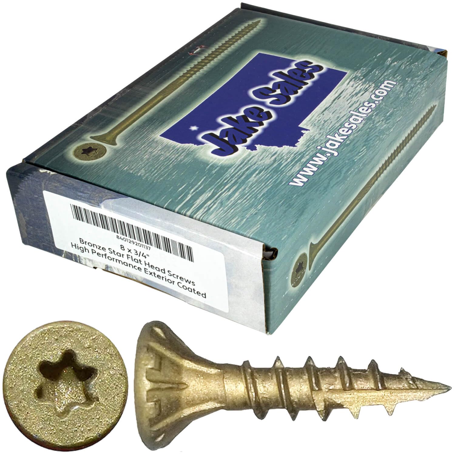 8 x 3/4" Bronze Coated Exterior Coated - ACQ Compatible Multipurpose Wood Screw -Torx/Star Drive Flat Head - 5 POUNDS - 1905 Screws