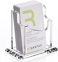 SANRUI Clear Acrylic Vertical Business Card Holder Desk Organizer - Holds 50-60 Cards, Durable & Elegant Display
