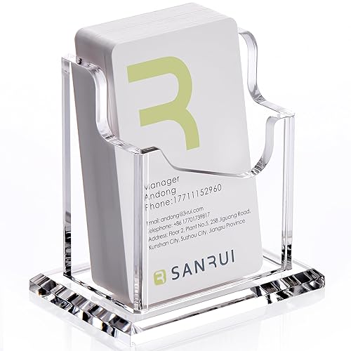SANRUI Acrylic Business Card Holder for Desk,Vertical Business Card Display Clear Business Card Organizer - 1 Compartment