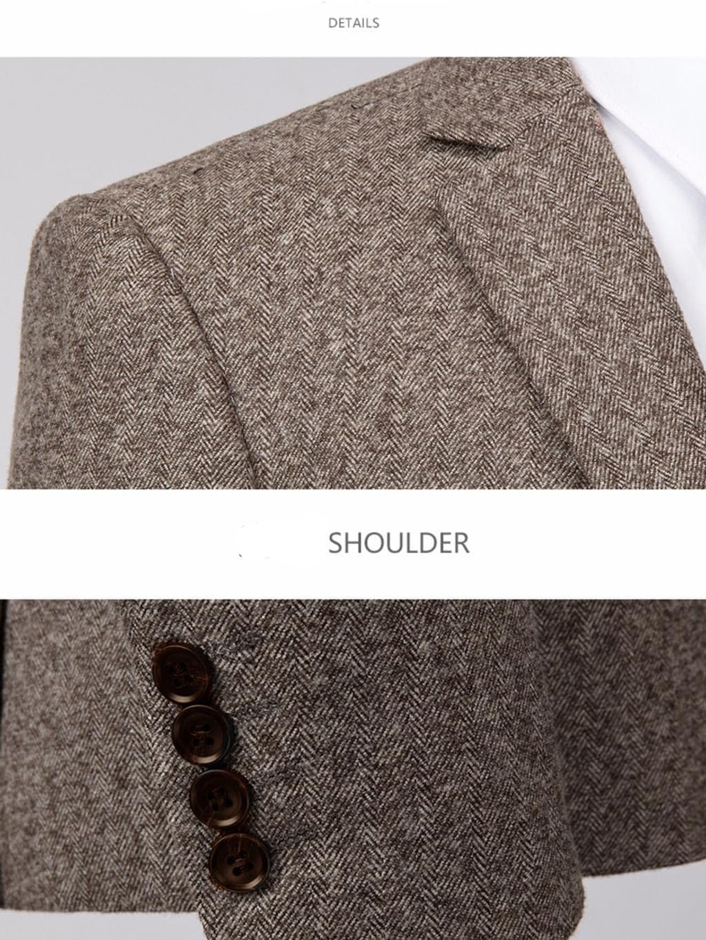 VENNYNG Men's Tweed Blazer Suit Jacket with Elbow Patches Autumn Blazer Male Vintage Short Trench Coat - Image 4