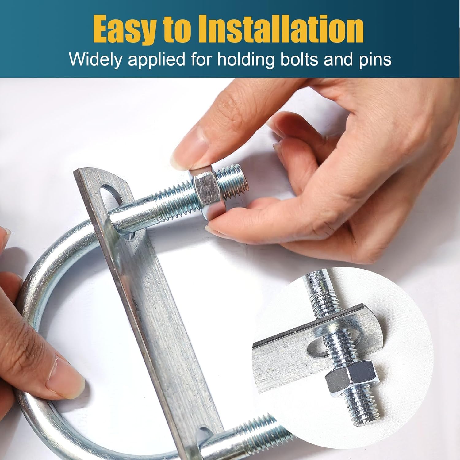 2 Sets M8 U-Bolt, 4" Wide U Bolt with Washers and Nuts, Heavy Duty Galvanized Carbon Steel Round U Bolts for Trailers, Boats, Replacement Parts and Accessories for Ski Boat, Fishing Boat