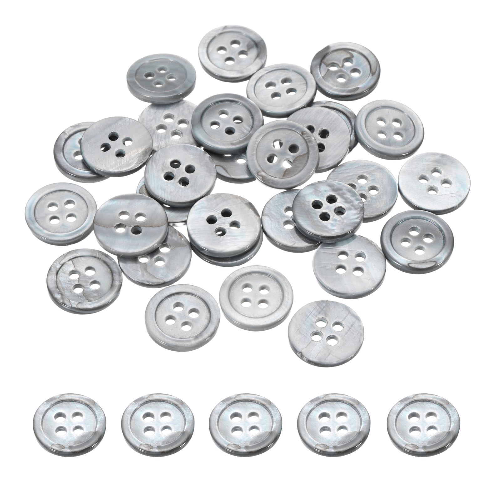 PATIKIL 30 Pcs 12.5mm Mother of Pearl Buttons, 4 Holes MOP Natural Pearl Shell Buttons for Sewing Clothes Coat Suits Shirt DIY Craft Decoration, Gray