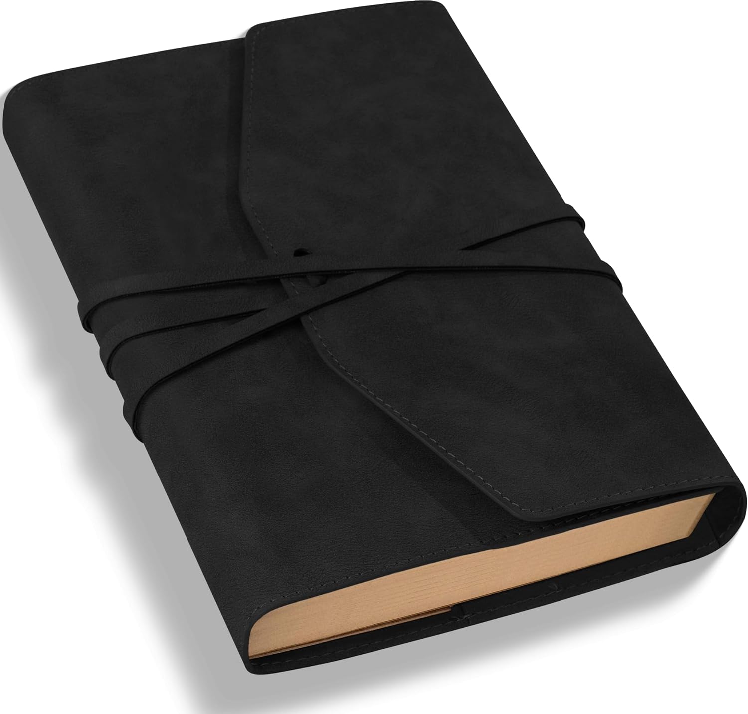 Vintage Journal Notebook for Men Women Blank Paper- Leather Bound Journal Diary 160 Pages Travel Journal Soft Cover- Book of Shadows, 5.9x 8.6 in, Black