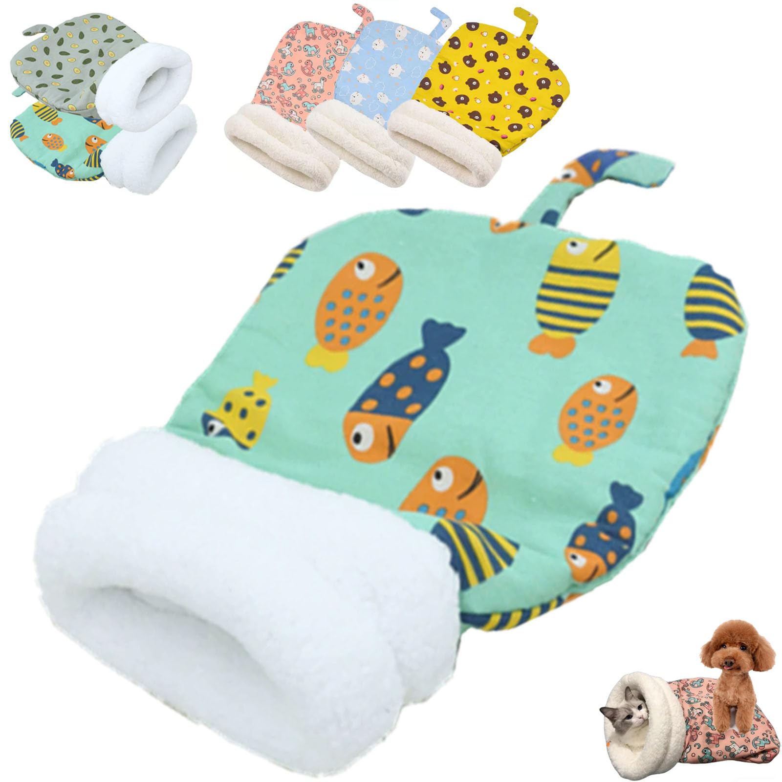 Cozy Pet Nest for Cats and Dogs, 2025 Cute Sleeping Bag for Indoor Cats, Cat Autumn Winter Sleeping Cave (Green, 55 * 45cm)