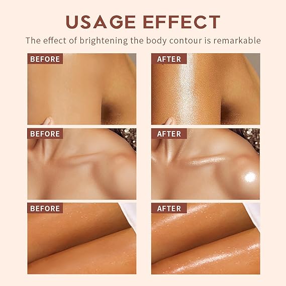 Body Highlighter Glotion Glow - Waterproof & Non-Smudge Luminizer, Long Lasting Moisturizing Formula for Face & Body, Lightweight Radiant Glow #03 Rich Bronze