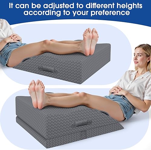 Miniatura 6 de Almohadas de elevación para pierna después de la cirugía, almohada de cuña ajustable de espuma viscoelástica para lesiones o descanso, almohada de