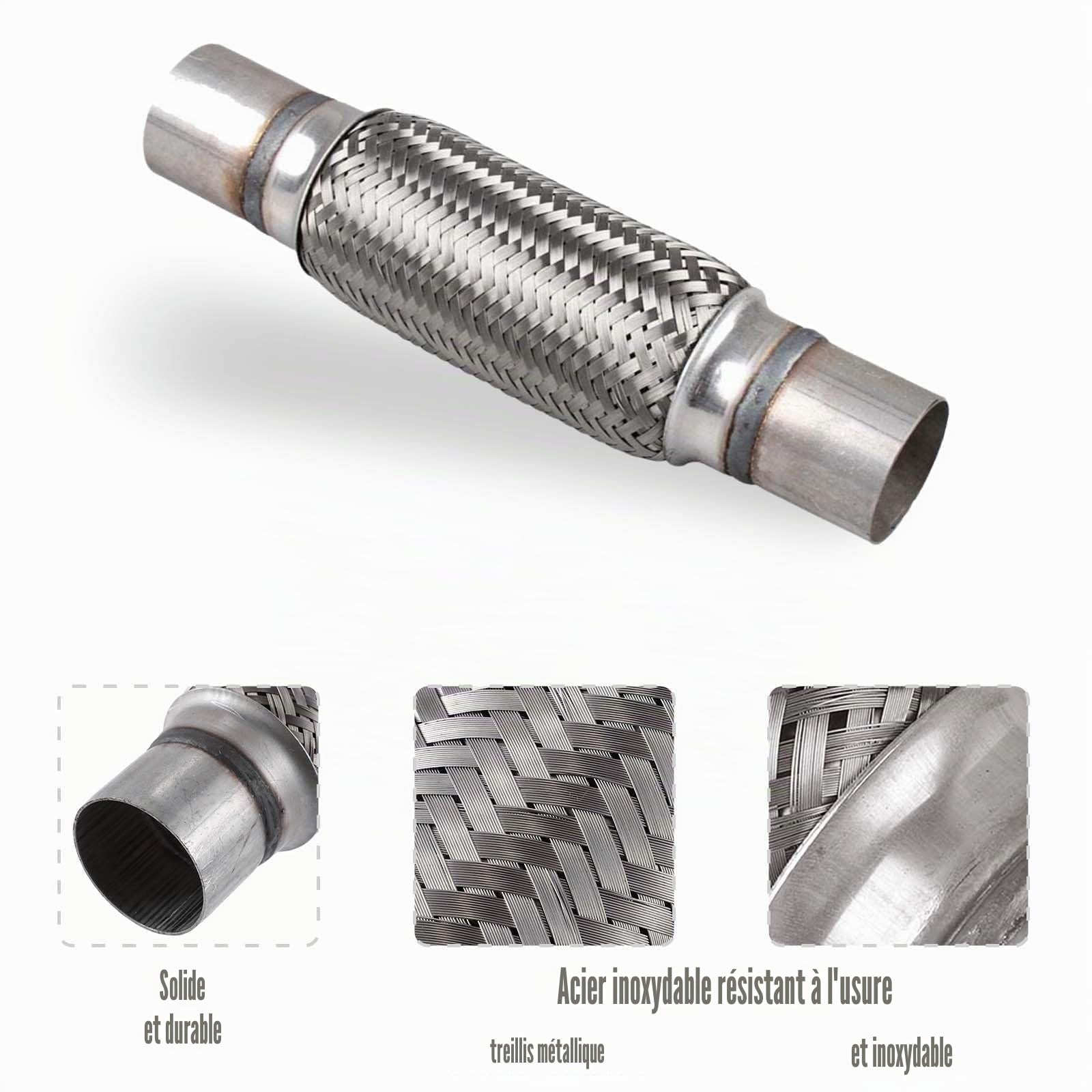 Diamètre intérieur 45*250mm,avec tube soudé,Tuyau flexible tressé,Tuyau d'échappement pour voiture,Soufflet d'échappement,Tuyau d'échappement flexible en acier inoxydable,Tuyau d'échappement flexible