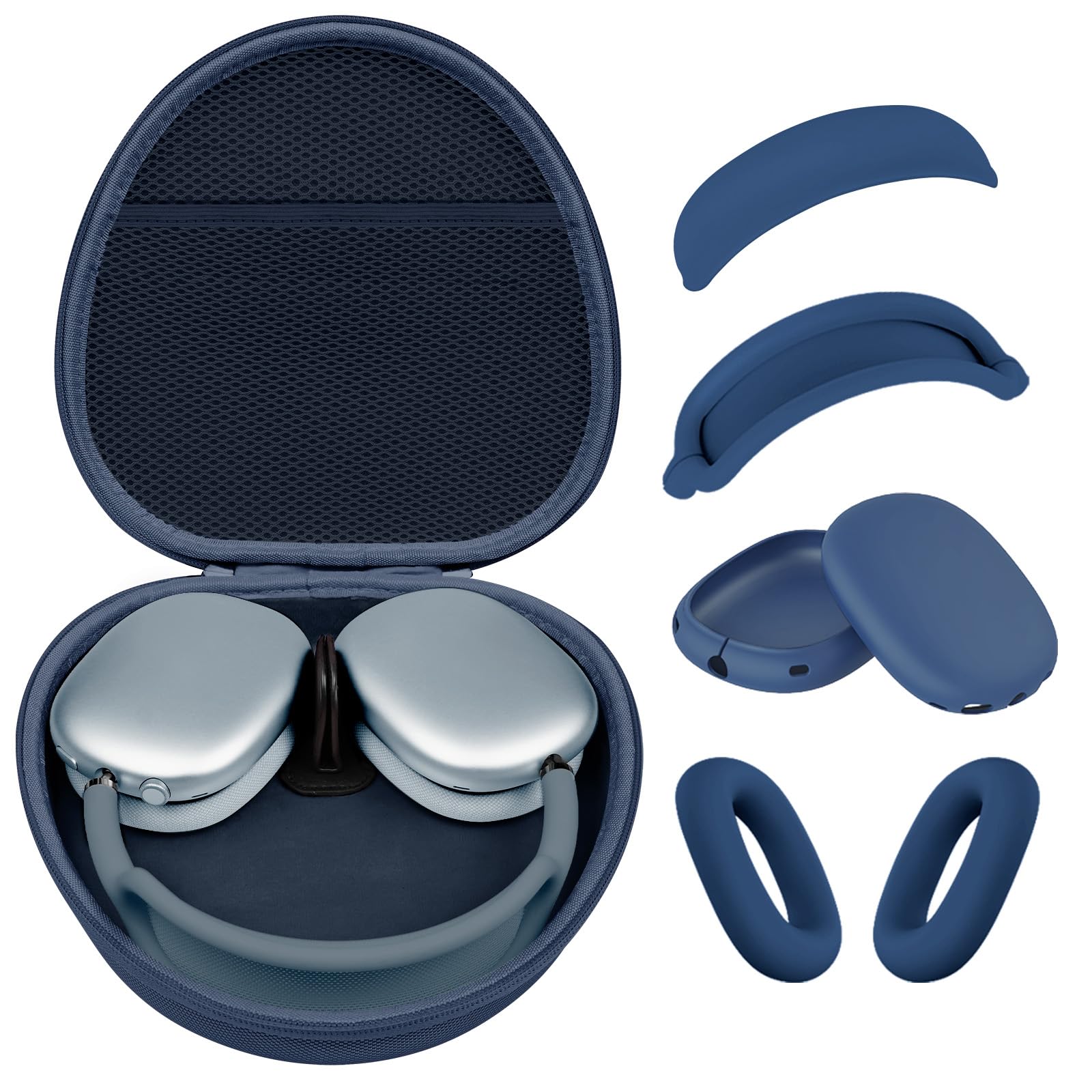 Hard Case for AirPods Max 2 Supports Sleep Mode, Travel Carrying Headphone Case with AirPods Max 2/1 Silicone Earpad Case/Ear Cups/Headband Cover, AirPod Max Protective Portable Storage Bag (Blue)