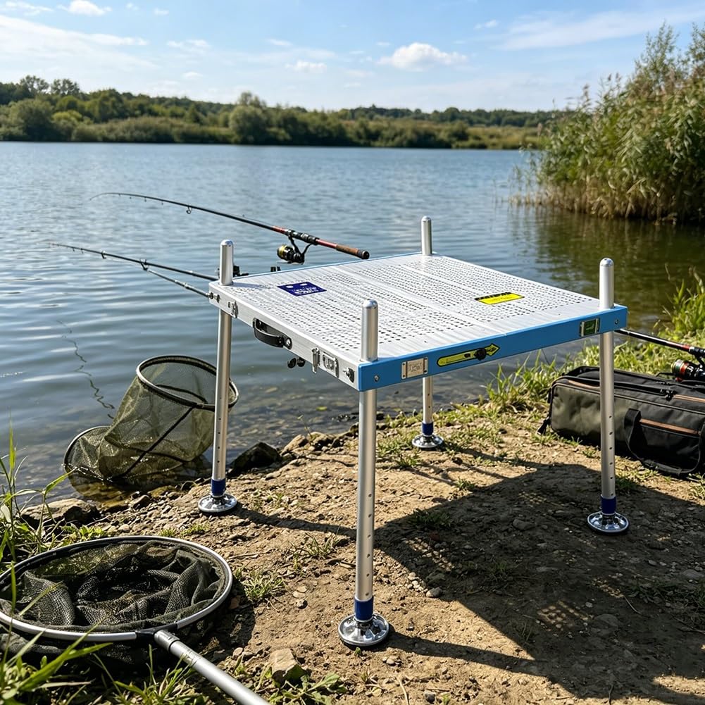 Piattaforma pieghevole portatile per pesca in acque profonde, coste, rive del fiume e laghi, facile installazione
