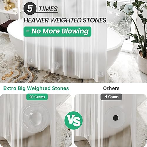 Miniatura 2 de AmazerBath - Cortina de ducha pequeña de plástico, 36 x 72 pulgadas, estrecha y transparente, gruesa, de PEVA, cortinas de ducha de pie con 2