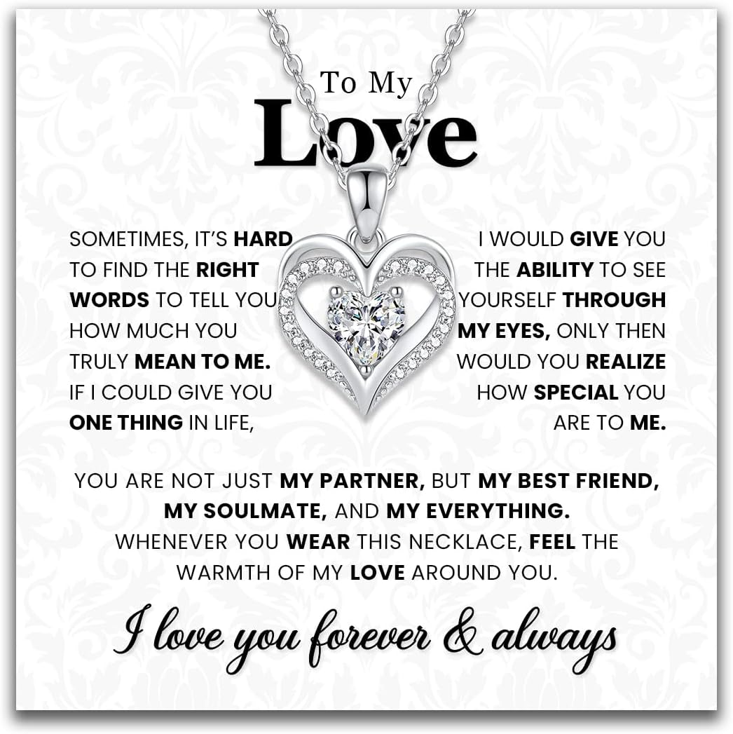 To My Wife Necklace from Husband- Gifts for Girlfriend, Fiancé, Soulmate Jewelry for Women on Christmas, Birthday, Anniversary & Valentine's Day