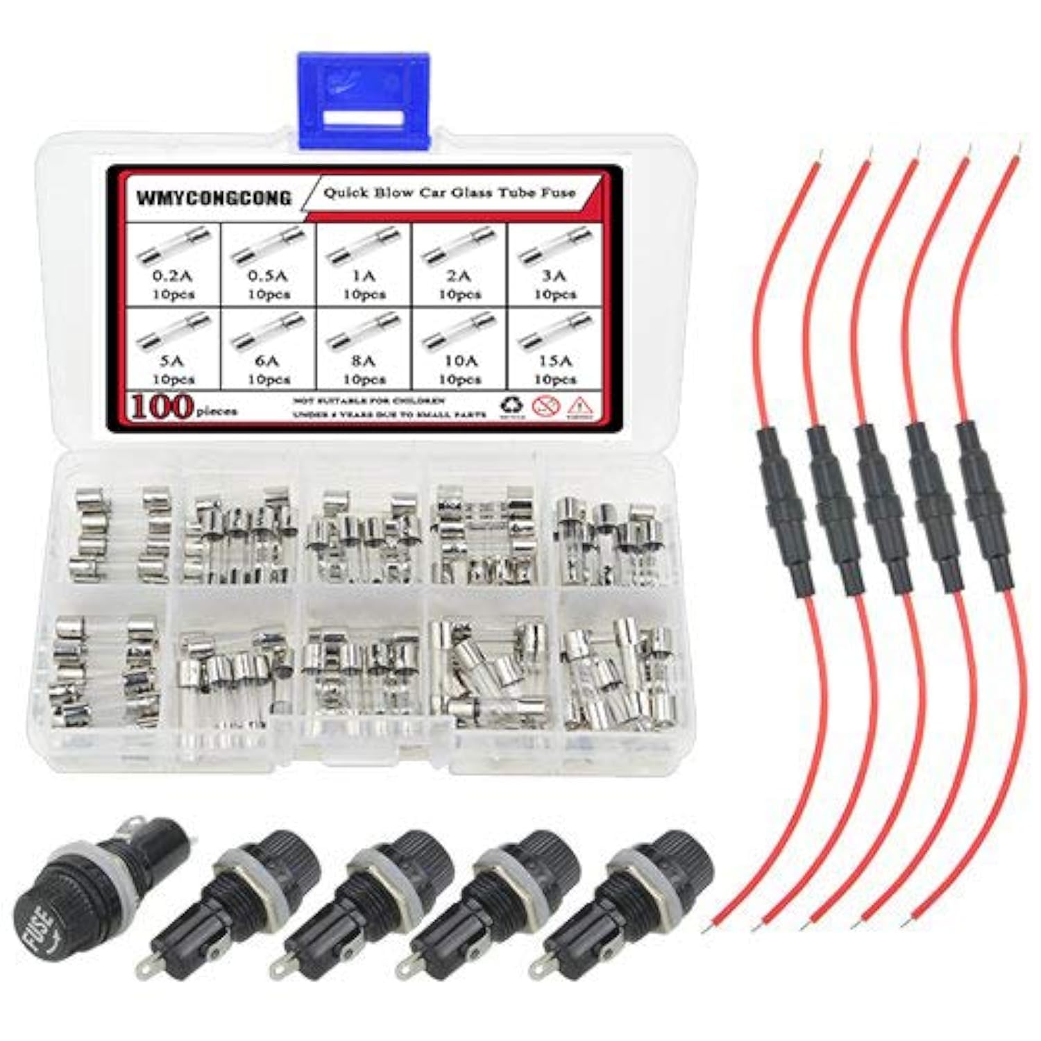 Amazon.co.jp: WMYCONGCONG 5個 5x20mm 22AWGヒューズホルダー