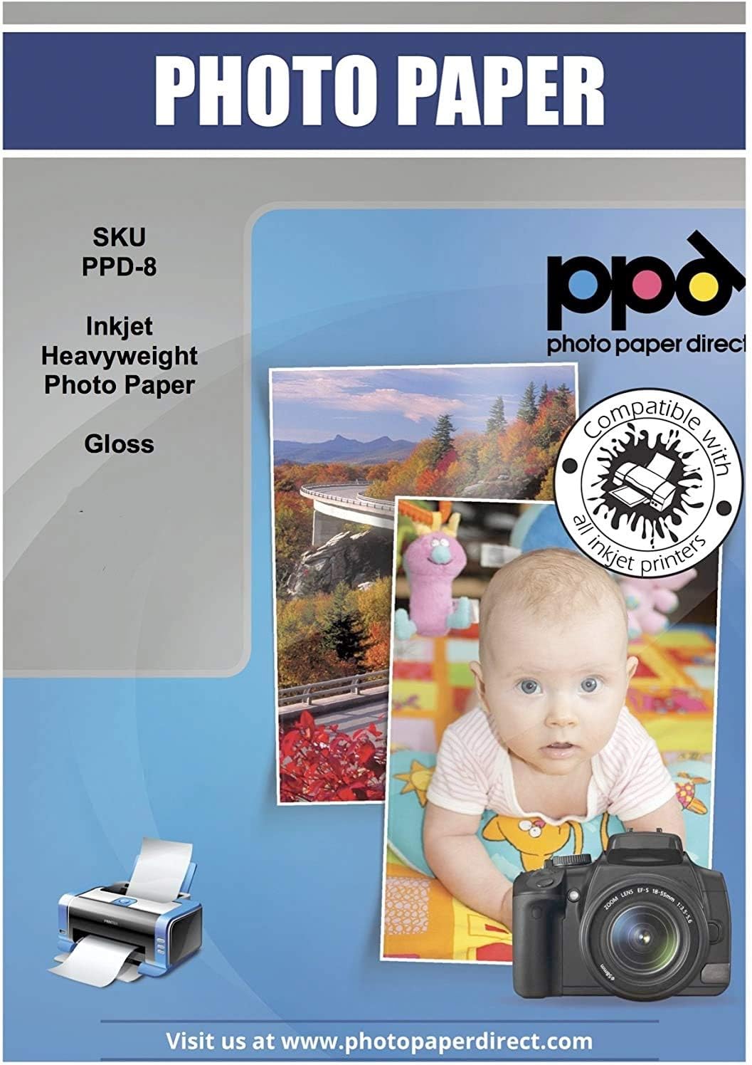 PPD100 Sheets A4 Inkjet Premium Glossy Photo Paper 260gsm Instant Dry Water-Resistant PPD-8-100