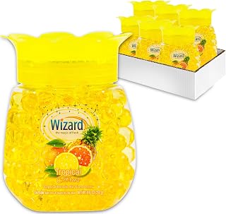Tropical Citrus Air Freshener Set - Odor Neutralizing Gel Beads Bundle with 6 Tropical Citrus Air Freshener Beads 9oz Jar for Home, Bathroom, Office, More | Scented Odor Eliminator