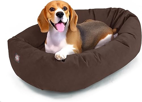 Miniatura 21 de Majetic Pet Products - Cama en forma de bagel para perro, de gamuza color gris, 40 pulgadas, con reposacabeza