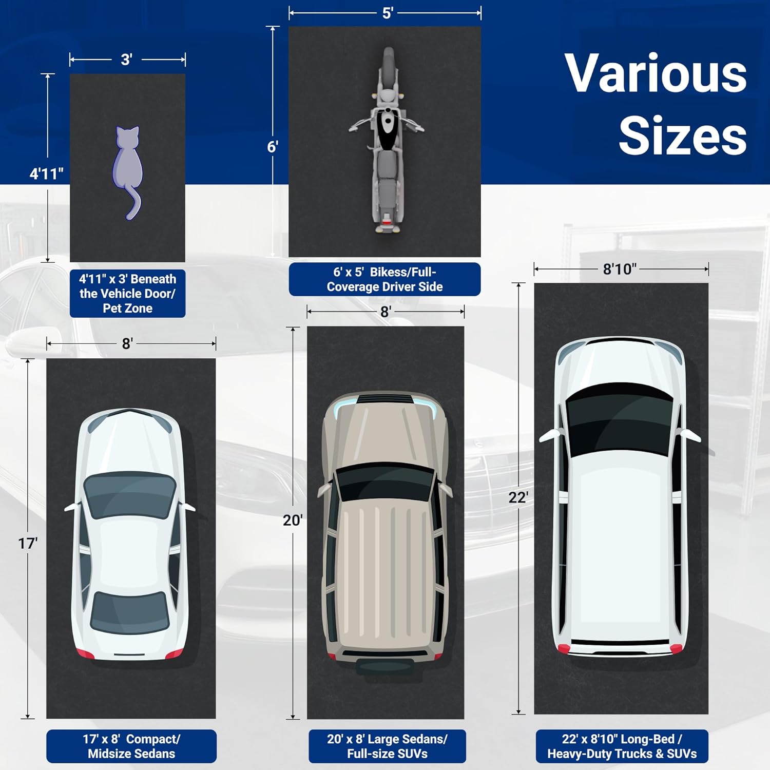 FLEXIMOUNTS 6' x 5' Garage Floor Mat Oil Spill Mat, Waterproof Garage Flooring for Cars & SUVs,Absorbent, Slip-Resistant, Quick Dry Carpet Fabric