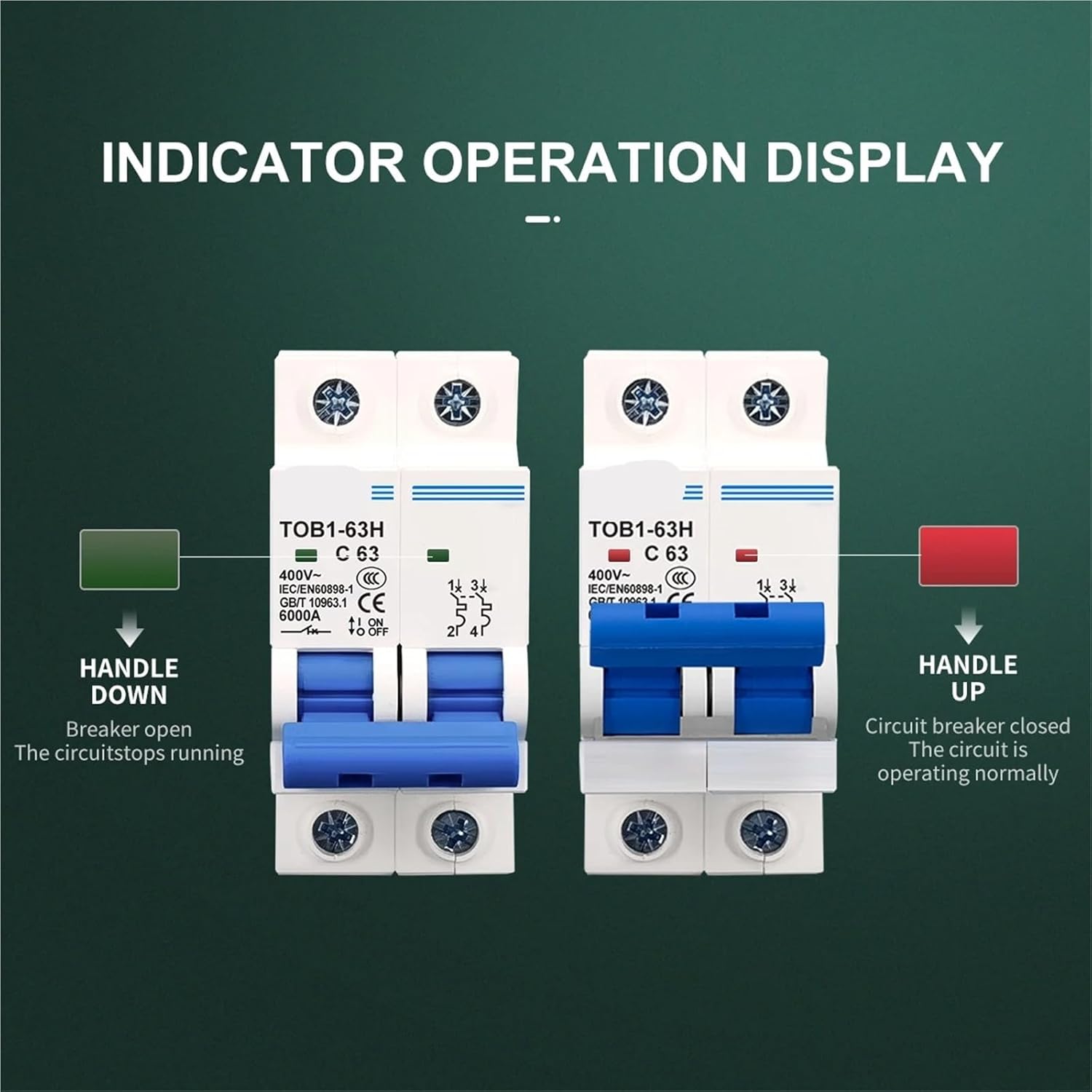 2P AC MCB TOB1-63 C Type 230/400V Mini Circuit Breaker 6A - 63A 1Pcs(2P 40A)