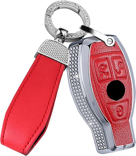 Miniatura 9 de ontto Funda de cuero para llavero de automóvil con 2 botones para Mercedes-Benz A Class B C E S G M V Class CLA CLS GLA GLC GLE GLK GL GLS SL SLK