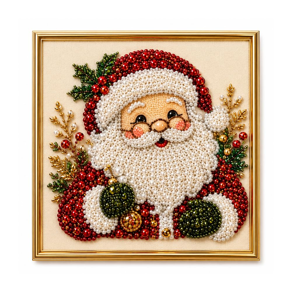 Christmas Pearl Bead Art Kit, Framed DIY Adult Stress Relief Craft