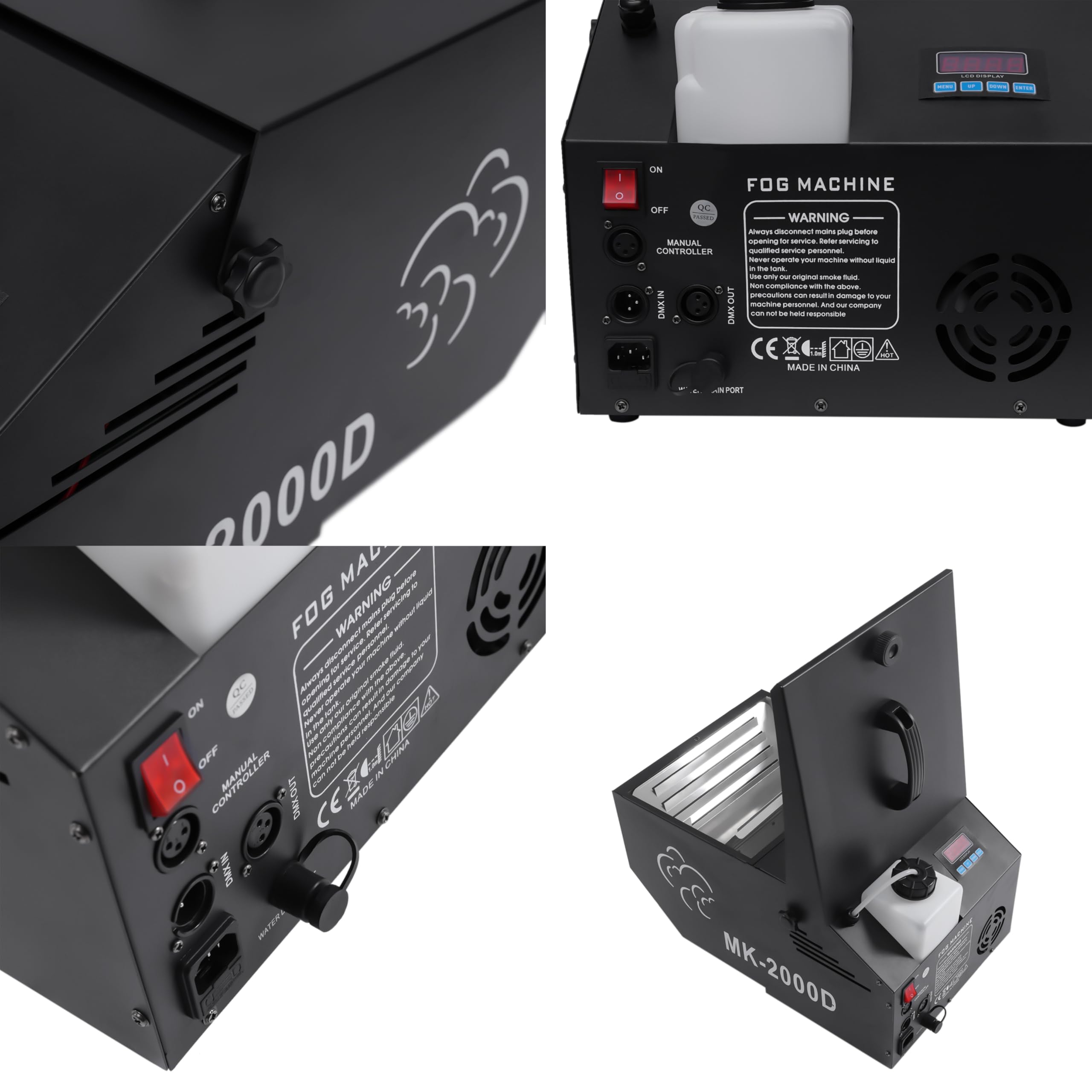 1200W Tragbar Bodennebelmaschine mit Steuermethoden (DMX/Fernsteuerung/Bedienfeld/Kabel), Mini Nebelmaschine mit Temperaturregelung, Rauchmaschine Smoke Machine mit LCD-Display für Party, Disco