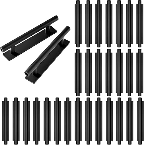 kwa heri Paquete de 30 ayudantes de empuje autoadhesivos negros ocultos para gabinete manijas de plástico ABS para puerta de ventana armario manijas