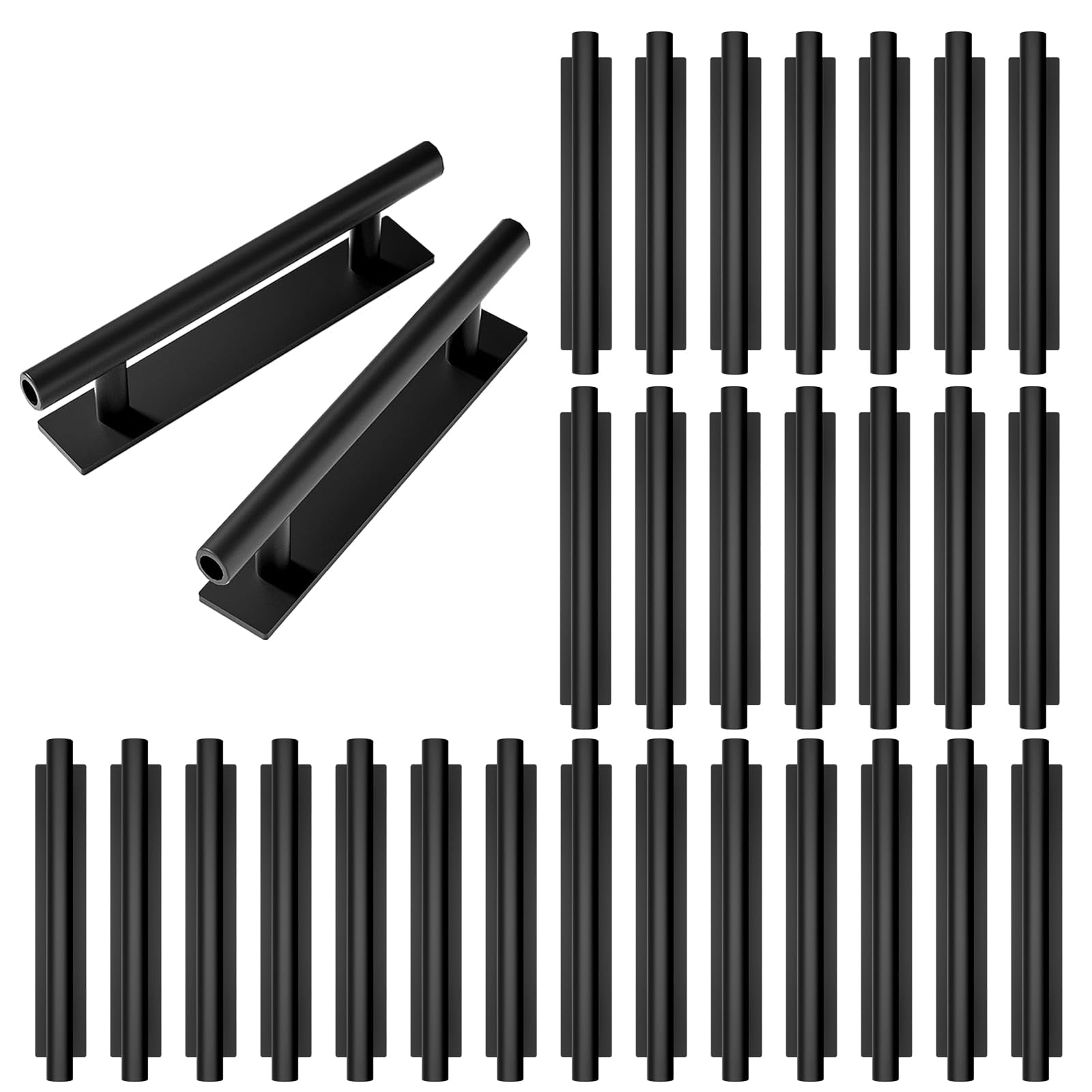 kwa heri Self-Stick Push Pull Helper Black Hidden Cabinet Handles ABS Plastic Door Window Wardrobe Instant Cabinet Drawer Furniture Handles (Black,