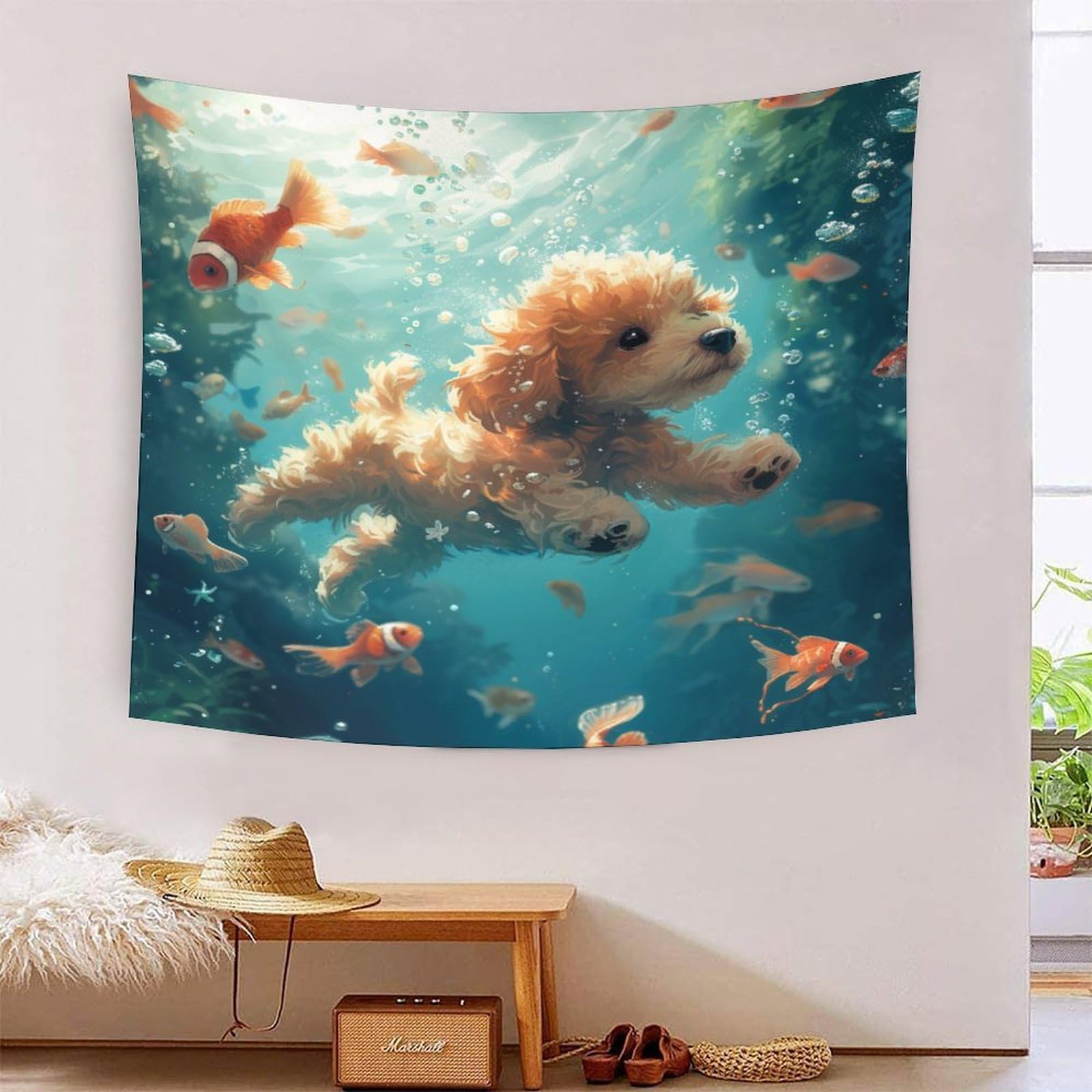 Tapisserie murale 3D Le coqapoo 180x230cm grand tissu mural déco chambre - 7