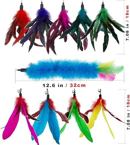 Miniatura 2 de CATENESS Recambios de juguetes de plumas para gatos, 10 piezas de repuesto de plumas para gatos, juguete de plumas de interacción para gatos de