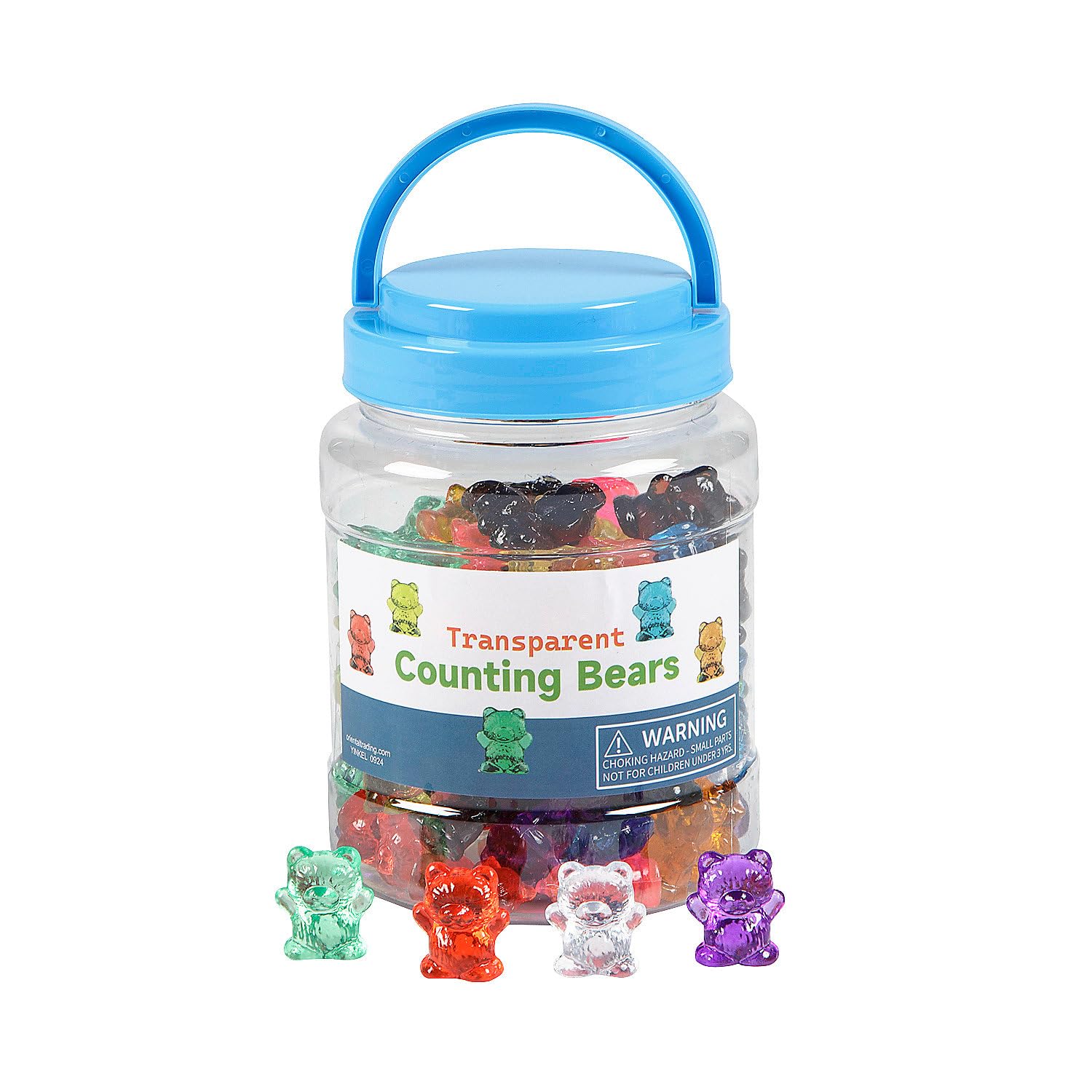 Fun Express Translucent Rainbow Counting Bears with Storage Jar - 100 Pieces