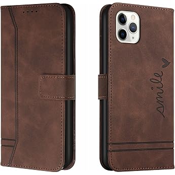 Mobile Phone Case for Apple iPhone 11 Pro Case Foldable Flip Case with Card Slot Mobile Phone Protective Case Leather Wallet Flip Case Slim Book Cover - Brown