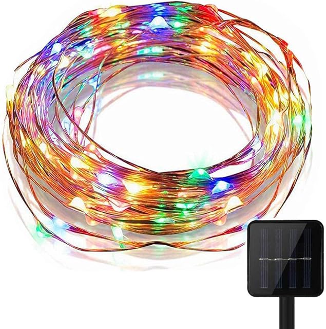 KEEDA Solar Copper Wire Lights,100LED 8 Mode 39.37ft/12m Waterproof Solar Fairy Starry Lights, Garden Outdoor Light Ambiance Lighting for Outside Christmas Tree Decoration (Multi)