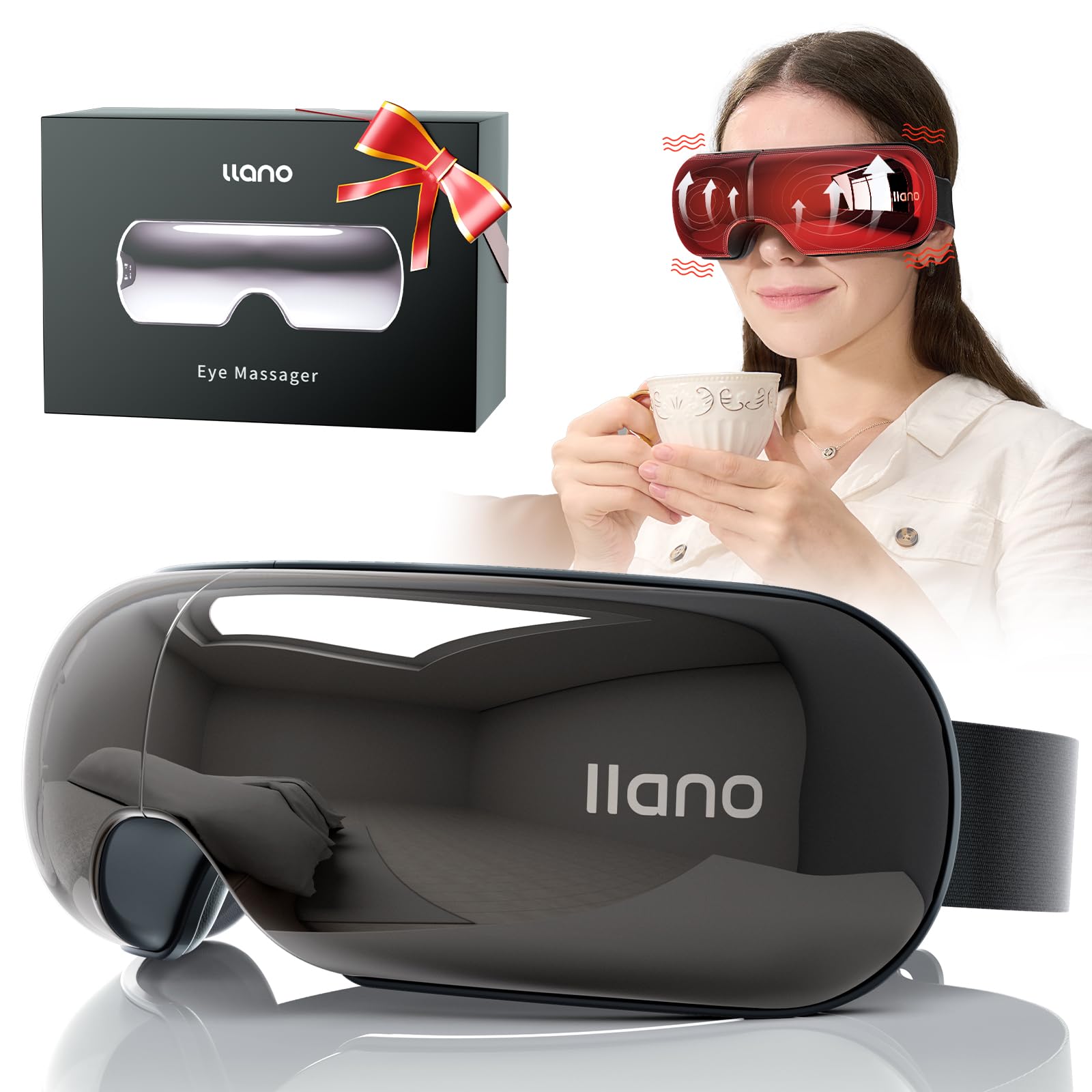 llano Eye Massager with Heat Christmas Birthday Gifts for Women Men Visible Heated Eye Mask for Migraine Eye