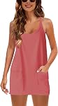 Tanming Athletic Robe de tennis avec short intégré V-Neck Spaghetti Bracelet robe d'été pour femme