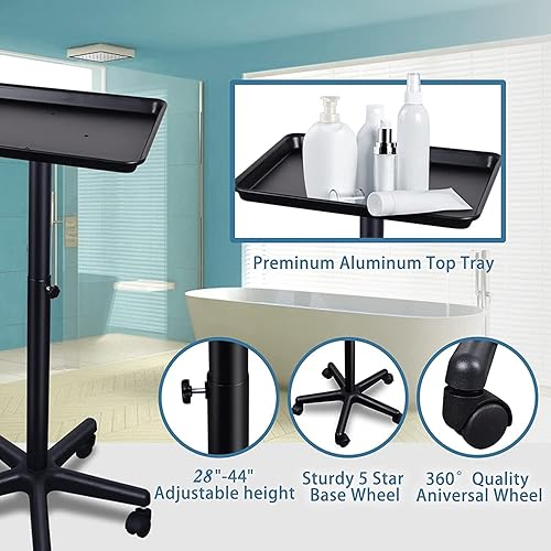 Miniatura 9 de Bandeja de peluquería, bandeja de color de cabello para salón, bandeja rodante de salón, bandeja de tatuaje con ruedas, bandeja de servicio de salón