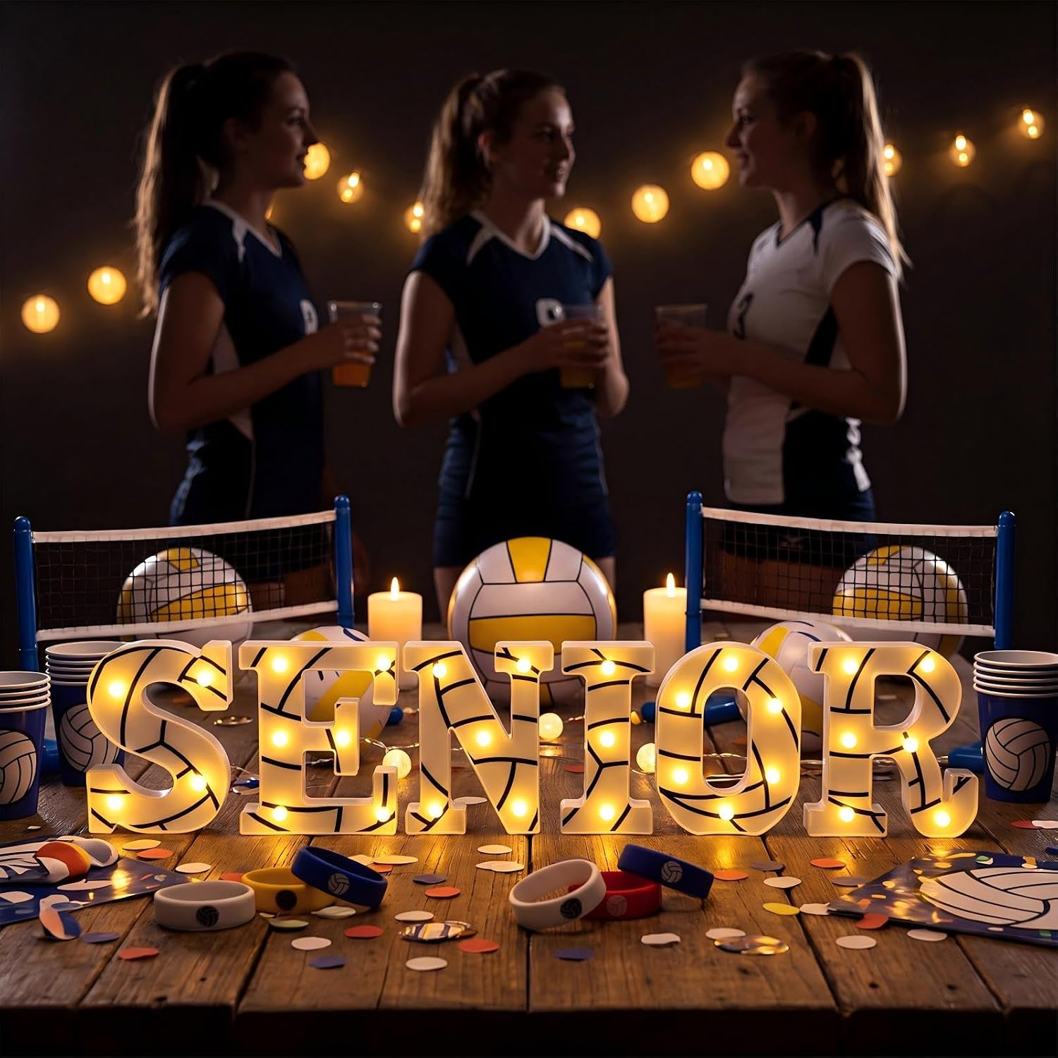 Ganeen Senior Sign LED Letter Light up Volleyball Senior Night Prom Decor | Senior Night Decoration, Prom Marquee Letter, Last First Day of School Sign Senior 2027 for High School College Party Supply