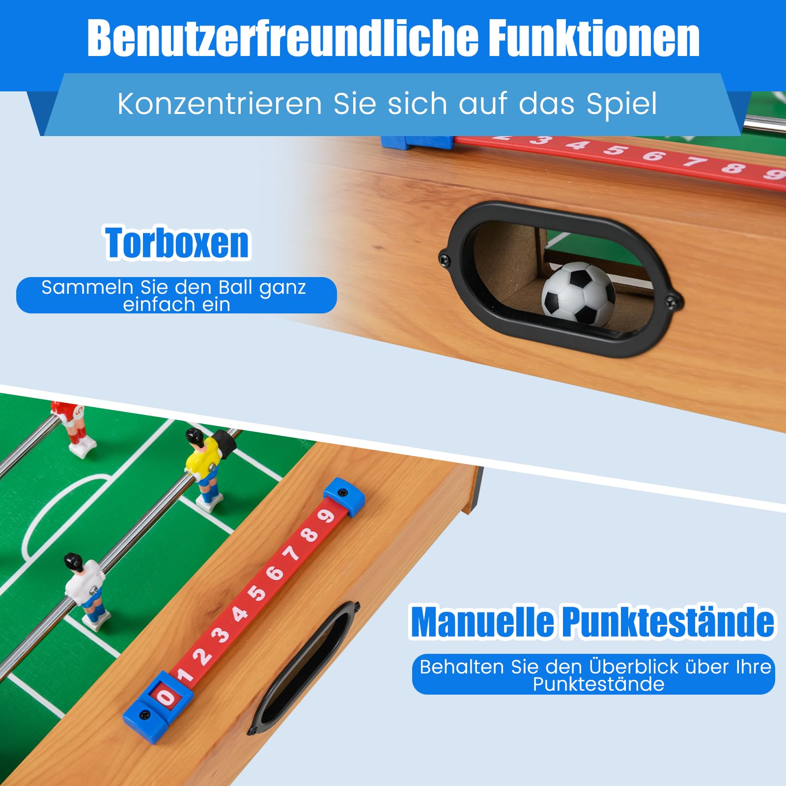 COSTWAY 2 in 1 Spieltisch, Multifunktionsspieltisch aus Holz, Multi-Spieltisch, Air Hockeytisch und Tischkicker, perfekt für Spielzimmer, Bars, Partys, für Erwachsene und Kinder