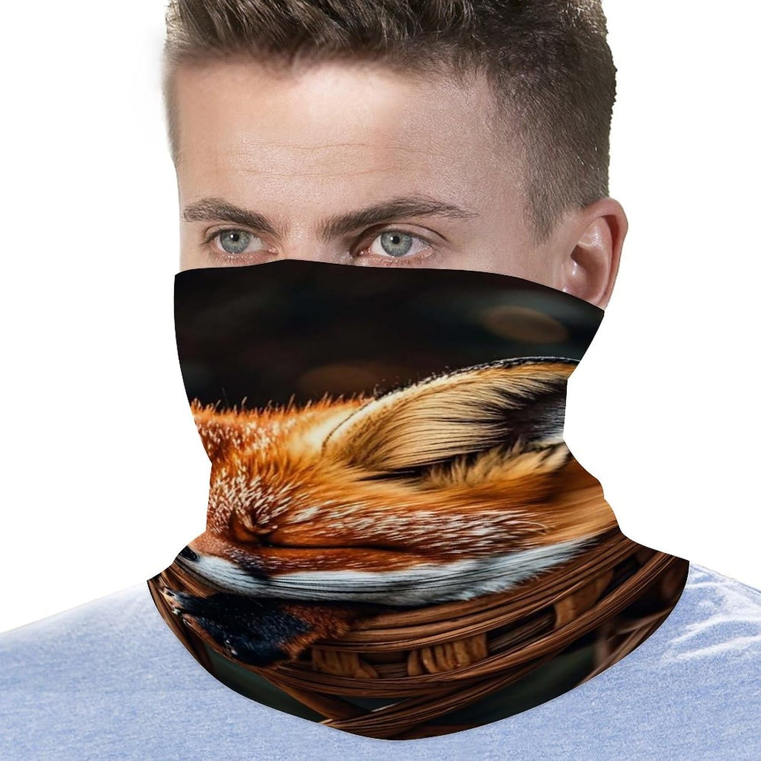 Funny Fox Creature Sleeping Neck Gaiter Face Mask Sun Protection Face Scarf Breathable Windproof Headwear Bandana For Men Women