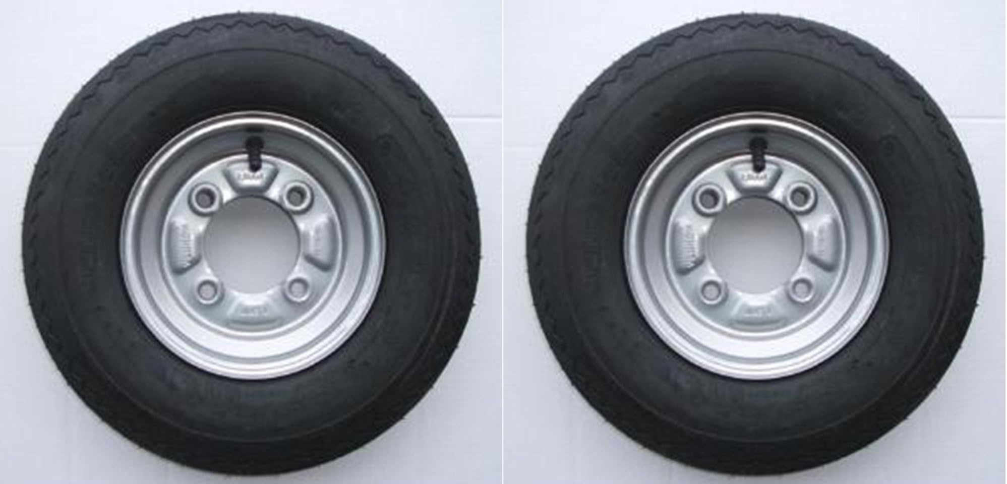 A pair of 400 4.00 4.80 x 8 inch trailer wheels & tyres with 4 ply tyre & 115mm PCD. PLEASE DO NOT BUY UNTIL YOU HAVE CHECKED YOUR PCD THIS WHEEL ONLY FITS Daxara 107, ERDE 122 & Maypole MP6812