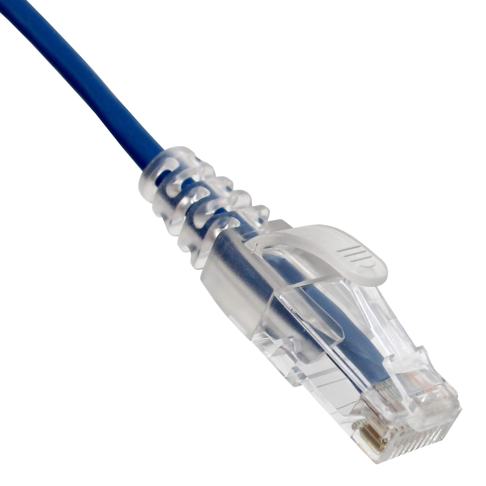 Photo 1 of Cat6A, 28AWG, Finger Boot, Blue, 5FT, Slim Jacket 5 ft Blue