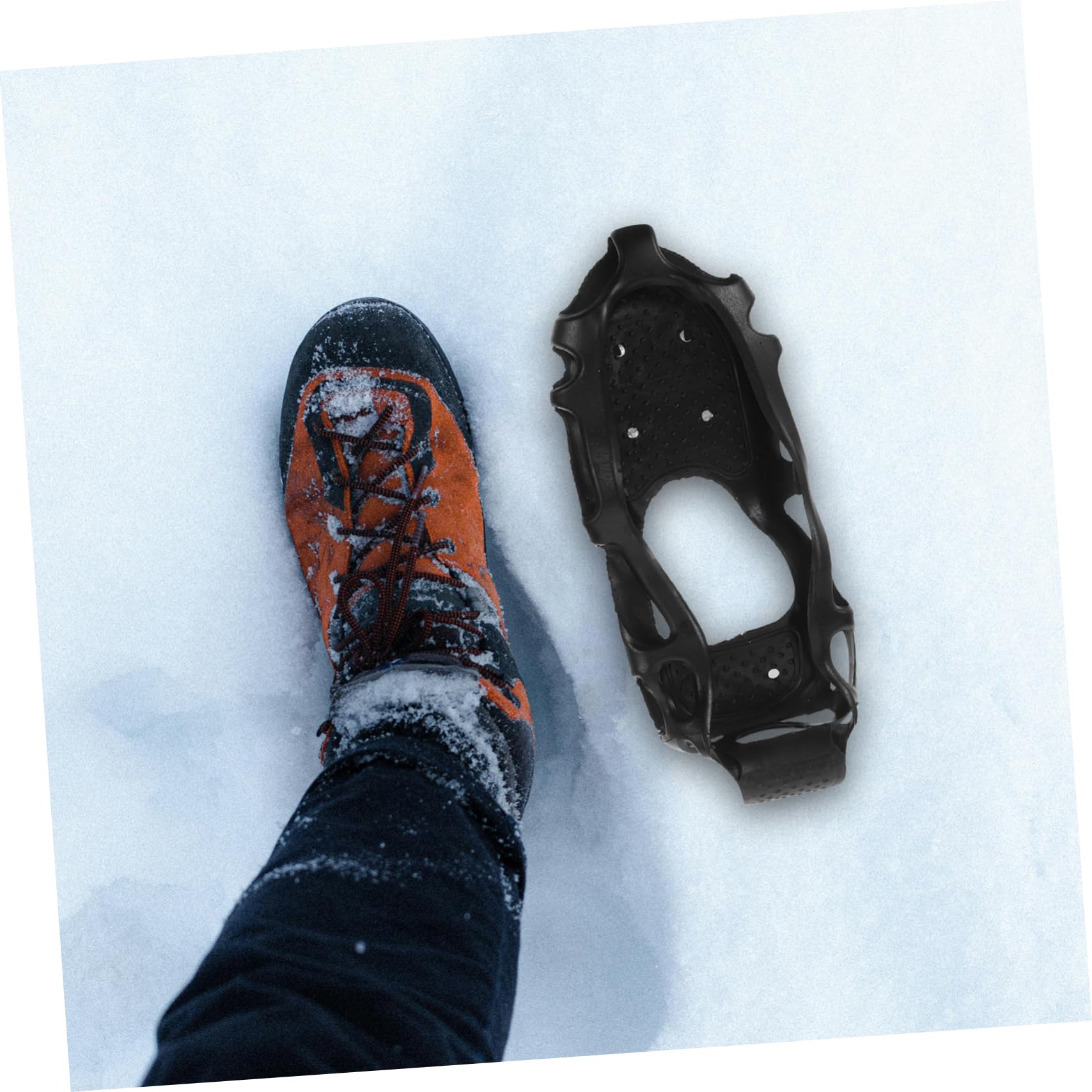Hemobllo Ramponi Antiscivolo per Scarpe Chiodi per Scarpe Chiodate 12mm, Tpe, 24 Denti, per Pesca nel Ghiaccio e Alpinismo