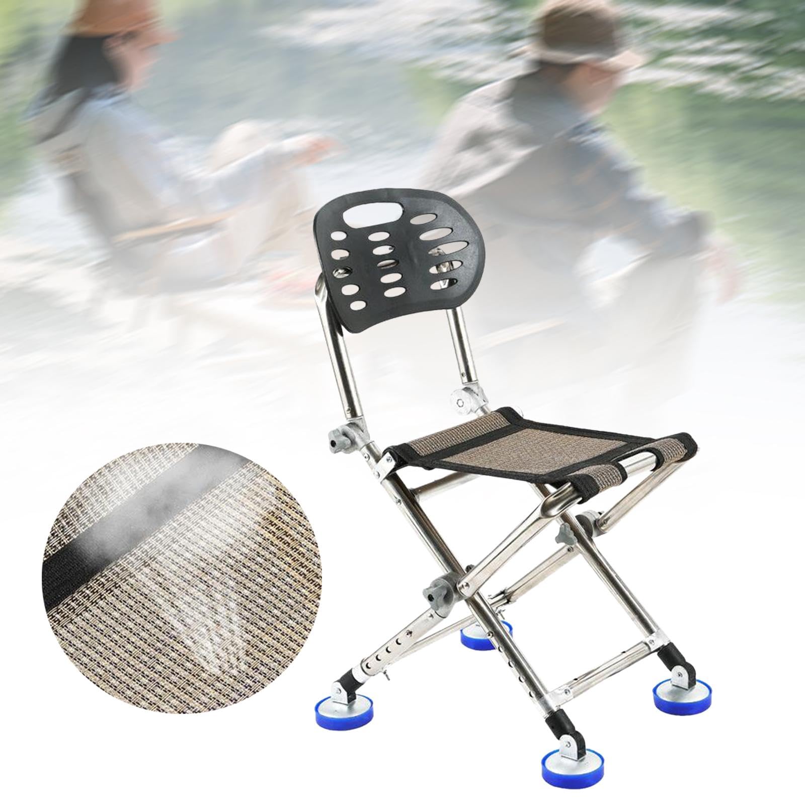 Perfeclan Angelstuhl, Strandstuhl, 150 kg, robuster Sitz, tragbar, langlebig, Campinghocker, zusammenklappbar, mit Rückenlehne für Outdoor- und