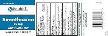 Reliable 1 Simethicone 80mg Anti-Gas 100 Peppermint Tablets (2 Bottles)