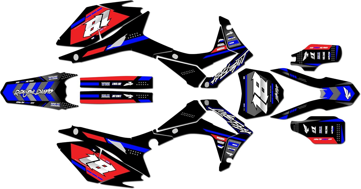 Graphics Kit for Honda CRF250R 2014-2017 and CRF450R 2013-2016 REBEL Series White 16 Mil - Dirt bike Custom Racing Graphics Decals Stickers Kit, no-plastics